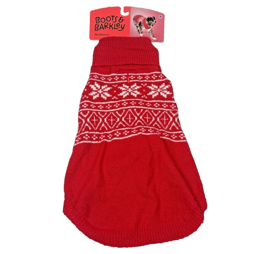 Boots & Barkley Red White Argyle Knit Pet Sweater M Up To 40 Lbs Christmas NEW